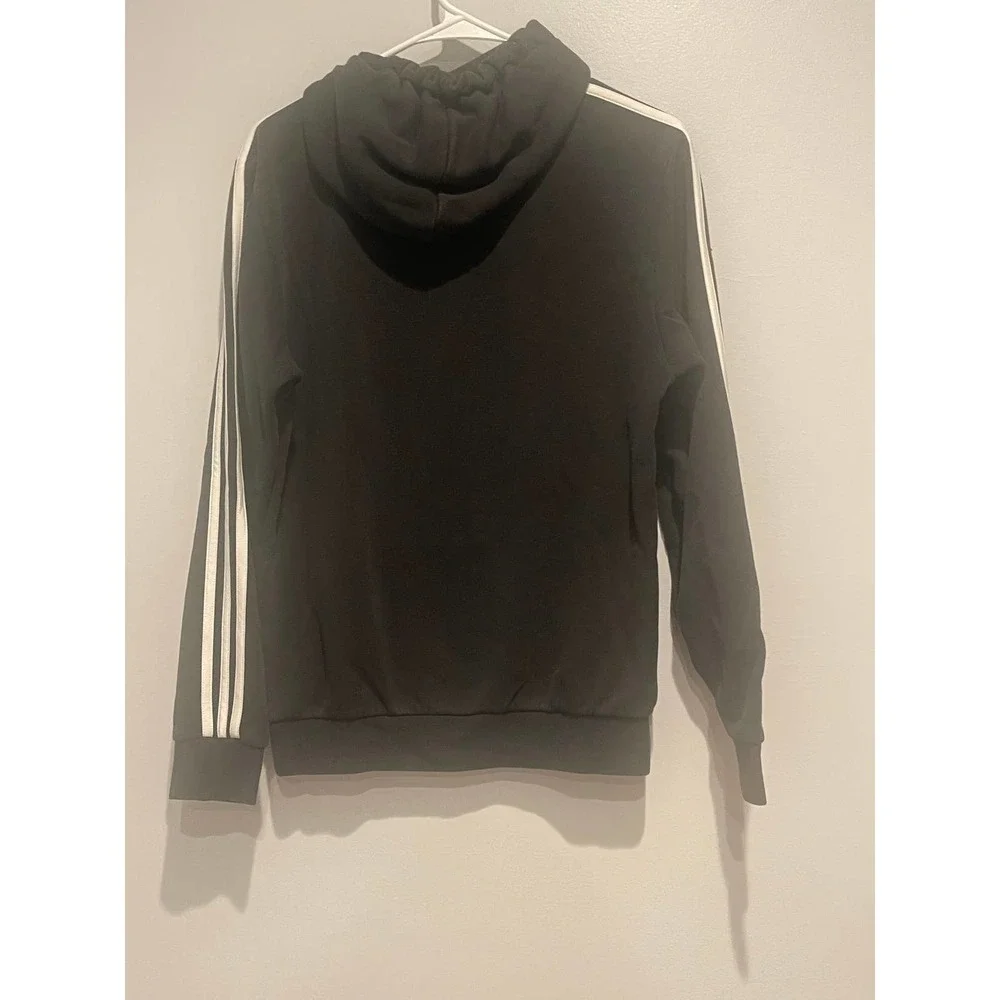 Adidas Classic Original 3 Stripe Black White Logo‎ Hoodie Sweatshirt - Picture 4 of 5